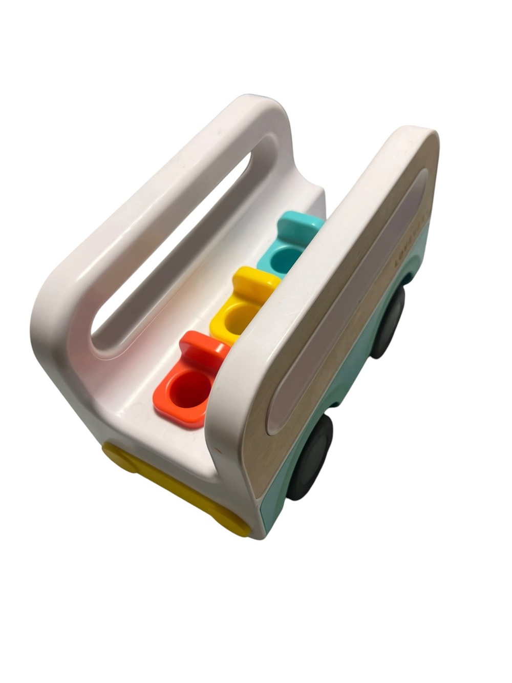 Lovevery Teal Wooden Toy Bus for Kids - Push & Play Vehicle